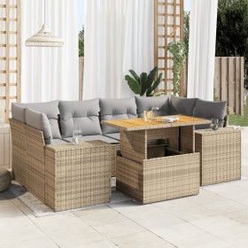 Set sofás de jardín 7 piezas y cojines ratán sintético beige de , Conjuntos de jardín - Ref: Foro24-3327342, Precio: 543,52 €...