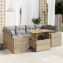 Set sofás de jardín 7 piezas y cojines ratán sintético beige de , Conjuntos de jardín - Ref: Foro24-3327342, Precio: 543,52 €...