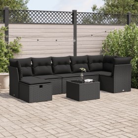 Set de sofás de jardín y cojines 8 piezas ratán sintético negro de , Conjuntos de jardín - Ref: Foro24-3325311, Precio: 514,1...