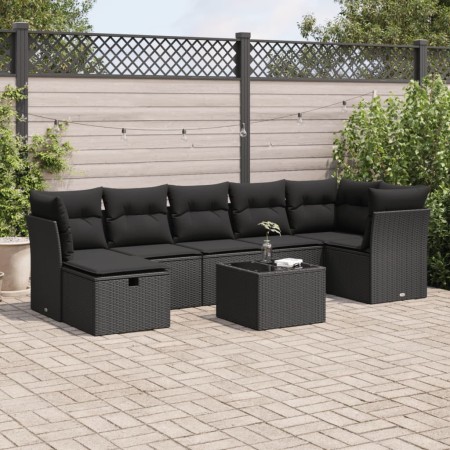 Set de sofás de jardín y cojines 8 piezas ratán sintético negro de , Conjuntos de jardín - Ref: Foro24-3325311, Precio: 514,1...