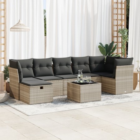 Set de sofás de jardín 8 pzas y cojines ratán sintético gris de , Conjuntos de jardín - Ref: Foro24-3325318, Precio: 514,86 €...