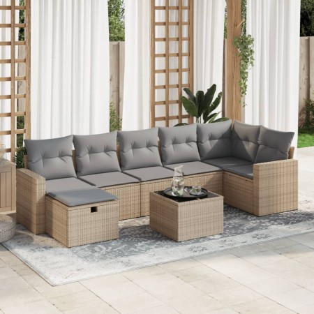 Set de sofás de jardín y cojines 8 piezas ratán sintético beige de , Conjuntos de jardín - Ref: Foro24-3325415, Precio: 522,8...