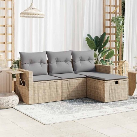 Juego de sofás jardín con cojines 4 pzas ratán sintético beige de , Conjuntos de jardín - Ref: Foro24-3325455, Precio: 296,21...