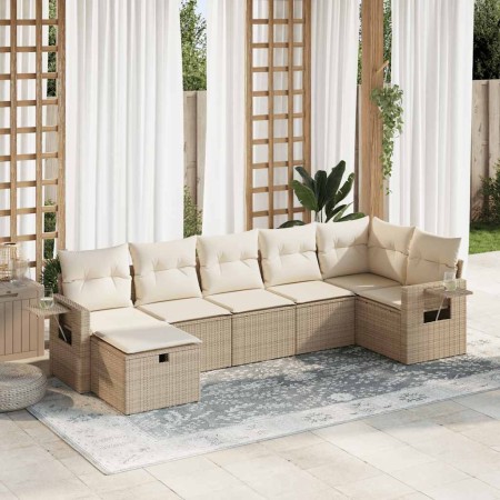 Set sofás de jardín 7 piezas y cojines ratán sintético beige de , Conjuntos de jardín - Ref: Foro24-3325504, Precio: 532,07 €...
