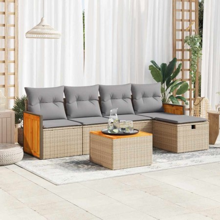 Juego de sofás jardín con cojines 6 pzas ratán sintético beige de , Conjuntos de jardín - Ref: Foro24-3326021, Precio: 366,90...