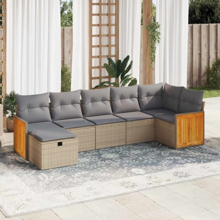 Set sofás de jardín 7 piezas y cojines ratán sintético beige de , Conjuntos de jardín - Ref: Foro24-3326042, Precio: 444,02 €...
