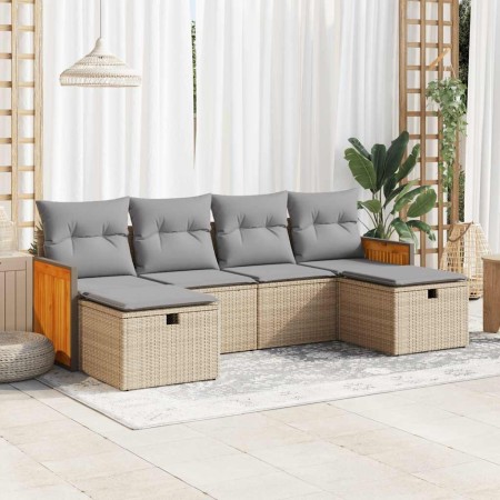 Juego de sofás jardín con cojines 6 pzas ratán sintético beige de , Conjuntos de jardín - Ref: Foro24-3326056, Precio: 378,31...