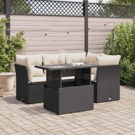 Set de muebles de jardín 5 pzas y cojines ratán sintético negro de , Conjuntos de jardín - Ref: Foro24-3326147, Precio: 372,7...