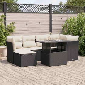 Set de sofás de jardín 7 pzas con cojines ratán sintético negro de , Conjuntos de jardín - Ref: Foro24-3326187, Precio: 470,0...