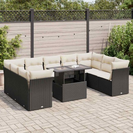 Set de sofás de jardín y cojines 10 pzas ratán sintético negro de , Conjuntos de jardín - Ref: Foro24-3326217, Precio: 640,24...