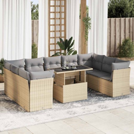 Juego de sofás jardín con cojines beige 10 pzas ratán sintético de , Conjuntos de jardín - Ref: Foro24-3326220, Precio: 673,2...