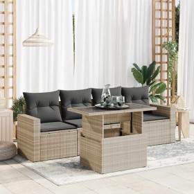 Set de sofás jardín y cojines 5 pzas ratán sintético gris claro de , Conjuntos de jardín - Ref: Foro24-3326243, Precio: 384,8...