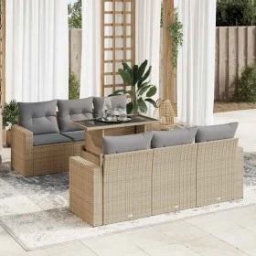 Set sofás de jardín 7 piezas y cojines ratán sintético beige de , Conjuntos de jardín - Ref: Foro24-3326260, Precio: 599,39 €...