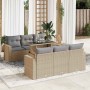 Set sofás de jardín 7 piezas y cojines ratán sintético beige de , Conjuntos de jardín - Ref: Foro24-3326260, Precio: 585,56 €...