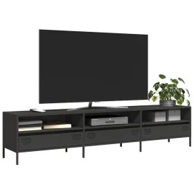 Mueble para TV acero laminado en frío negro 202x39x43,5 cm de , Muebles TV - Ref: Foro24-851346, Precio: 163,62 €, Descuento: %