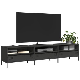 Mueble para TV acero laminado en frío negro 202x39x43,5 cm de , Muebles TV - Ref: Foro24-851346, Precio: 165,14 €, Descuento: %