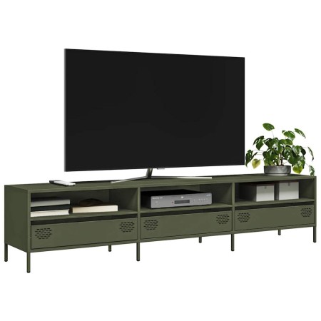 Mueble TV acero laminado en frío verde oliva 202x39x43,5 cm de , Muebles TV - Ref: Foro24-851350, Precio: 184,31 €, Descuento: %