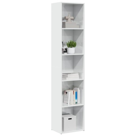 Estantería madera de ingeniería blanco brillo 40x30x189 cm de , Librerías y estanterías - Ref: Foro24-858313, Precio: 71,73 €...