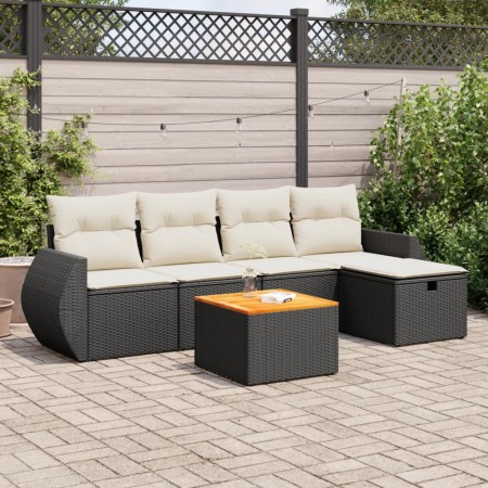 Set de sofás de jardín 6 piezas y cojines ratán sintético negro de , Conjuntos de jardín - Ref: Foro24-3325836, Precio: 357,1...