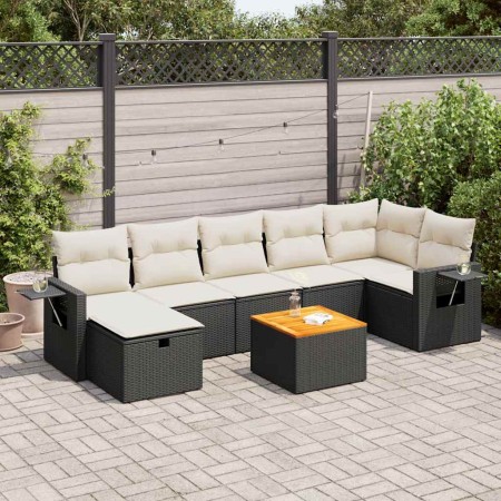 Set de sofás de jardín y cojines 8 piezas ratán sintético negro de , Conjuntos de jardín - Ref: Foro24-3325822, Precio: 470,3...