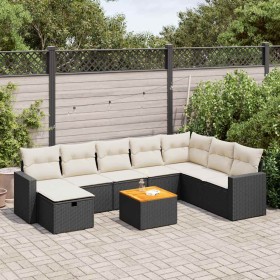 Set de sofás de jardín con cojines 9 pzas ratán sintético negro de , Conjuntos de jardín - Ref: Foro24-3325801, Precio: 512,9...