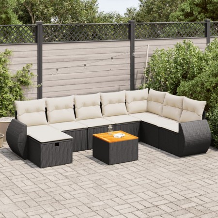 Set de sofás de jardín con cojines 9 pzas ratán sintético negro de , Conjuntos de jardín - Ref: Foro24-3325857, Precio: 526,8...