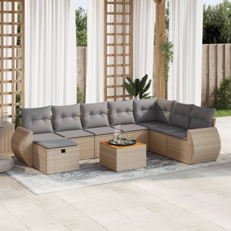 Set de sofás de jardín con cojines 9 pzas ratán sintético beige de , Conjuntos de jardín - Ref: Foro24-3325860, Precio: 571,3...