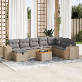 Set de sofás de jardín con cojines 9 pzas ratán sintético beige de , Conjuntos de jardín - Ref: Foro24-3325888, Precio: 569,7...
