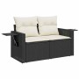Set de sofás de jardín 7 pzas con cojines ratán sintético negro de , Conjuntos de jardín - Ref: Foro24-3325815, Precio: 428,0...