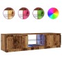 Mueble TV luces LED madera ingeniería envejecida 140x40x35,5 cm de , Muebles TV - Ref: Foro24-856349, Precio: 115,47 €, Descu...