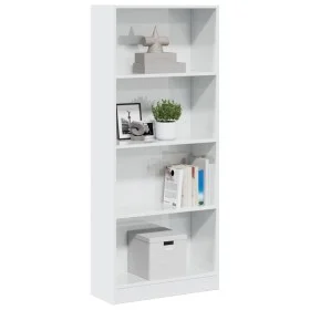 Estantería madera de ingeniería blanco brillo 60x24x143 cm by , Bookcases and shelves - Ref: Foro24-858311, Price: 73,01 €, D...