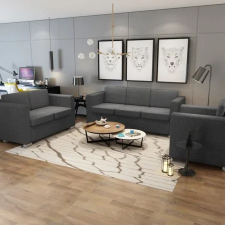 Conjunto de sofás 3 unidades tela gris oscuro de , Sofás - Ref: Foro24-274215, Precio: 1,00 €, Descuento: %