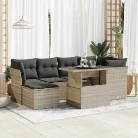 Set de sofás de jardín 7 pzas con cojines ratán PE gris claro de , Conjuntos de jardín - Ref: Foro24-3326193, Precio: 536,02 ...