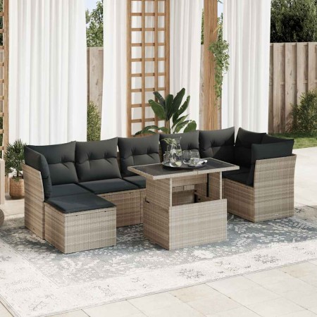Set de sofás de jardín 8 pzas y cojines ratán sintético gris de , Conjuntos de jardín - Ref: Foro24-3326203, Precio: 594,53 €...