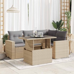 Juego de sofás jardín con cojines 5 pzas ratán sintético beige de , Conjuntos de jardín - Ref: Foro24-3326310, Precio: 419,42...