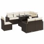 Set de sofás de jardín 9 pzas y cojines ratán sintético marrón de , Conjuntos de jardín - Ref: Foro24-3326344, Precio: 685,32...