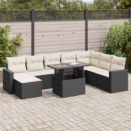 Set de sofás de jardín con cojines 9 pzas ratán sintético negro de , Conjuntos de jardín - Ref: Foro24-3326367, Precio: 569,4...