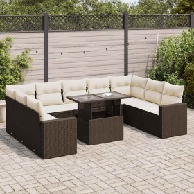 Set de sofás de jardín 10 pzas y cojines ratán sintético marrón de , Conjuntos de jardín - Ref: Foro24-3326384, Precio: 731,9...