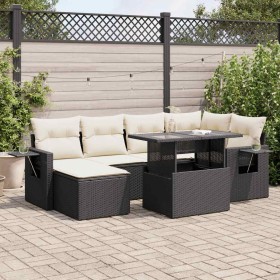 Set de sofás de jardín 7 pzas con cojines ratán sintético negro de , Conjuntos de jardín - Ref: Foro24-3326507, Precio: 475,4...
