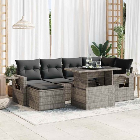 Set de sofás de jardín 7 pzas con cojines ratán sintético gris de , Conjuntos de jardín - Ref: Foro24-3326511, Precio: 522,77...
