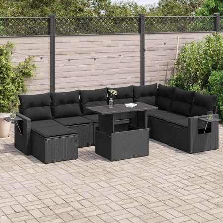 Set de sofás de jardín con cojines 9 pzas ratán sintético negro de , Conjuntos de jardín - Ref: Foro24-3326526, Precio: 621,2...