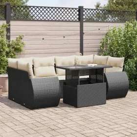 Set de sofás de jardín 7 pzas con cojines ratán sintético negro de , Conjuntos de jardín - Ref: Foro24-3326587, Precio: 519,1...