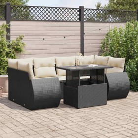 Set de sofás de jardín 7 pzas con cojines ratán sintético negro de , Conjuntos de jardín - Ref: Foro24-3326587, Precio: 508,5...