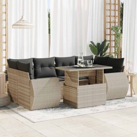 Set de sofás de jardín 7 pzas con cojines ratán PE gris claro de , Conjuntos de jardín - Ref: Foro24-3326593, Precio: 551,01 ...