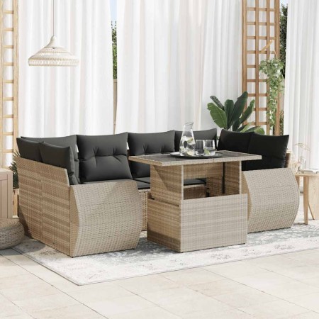 Set de sofás de jardín 7 pzas con cojines ratán PE gris claro de , Conjuntos de jardín - Ref: Foro24-3326593, Precio: 551,01 ...