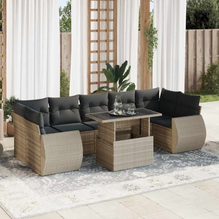 Set de sofás de jardín 8 pzas y cojines ratán sintético gris de , Conjuntos de jardín - Ref: Foro24-3326603, Precio: 637,44 €...