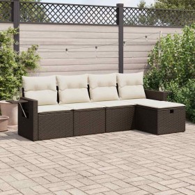 Set comedor de jardín 5 piezas y cojines ratán sintético marrón de , Conjuntos de jardín - Ref: Foro24-3325469, Precio: 331,6...