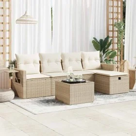 Juego de sofás jardín con cojines 6 pzas ratán sintético beige de , Conjuntos de jardín - Ref: Foro24-3325474, Precio: 454,90...