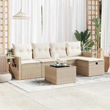 Juego de sofás jardín con cojines 6 pzas ratán sintético beige de , Conjuntos de jardín - Ref: Foro24-3325474, Precio: 449,84...