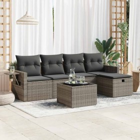 Set de muebles de jardín 6 pzas y cojines ratán sintético gris de , Conjuntos de jardín - Ref: Foro24-3325476, Precio: 374,54...